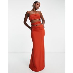 Trendyol maxi dress with tie waist cut out in red